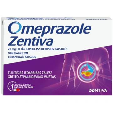 OMEPRAZOLE Zentiva 20mg cietās kapsulas N14