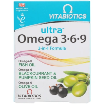 VITABIOTICS Ultra Omega 3-6-9 kapsulās, 60 gab