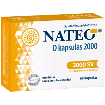 NATEO D 2000 SV kapsulas, 60 gab