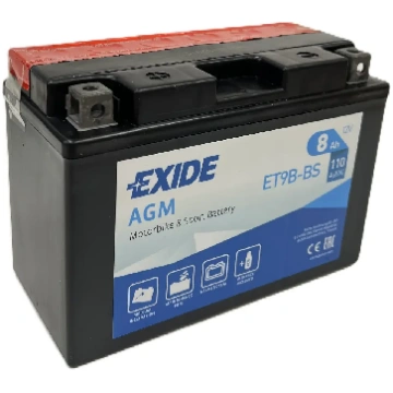 Akumulators Exide ET9B-BS AGM 8Ah,12V 110A (+ -) 1