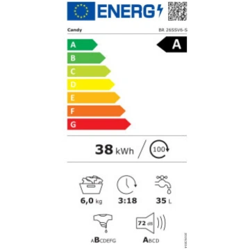 Candy Washing machine | BR 26SSV6-S | Energy effic