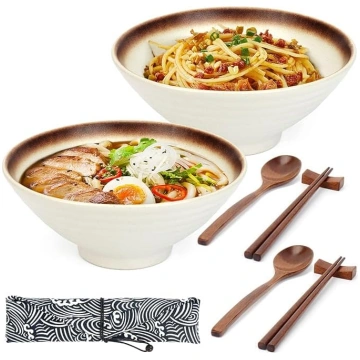 Ramen bļoda, keramikas Ramen bļoda komplekts ar nū