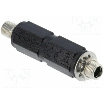 Adapter; both sides,DC 5,5/2,5 socket; black; 5A |