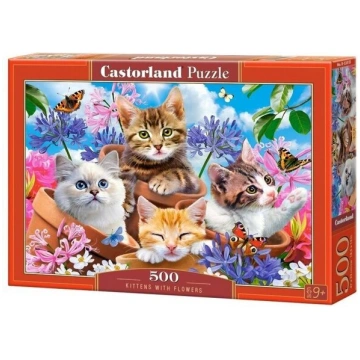 Puzle Kaķēni un ziedi, Castorland, 500 det