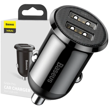 Baseus Grain Pro Car Charger 2x USB 4.8A, Black | 
