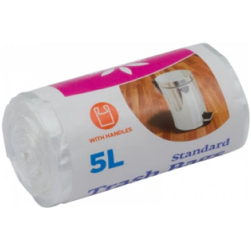 Atkritumu maisi ar rokturiem 5L, 10 micr., HDPE, b