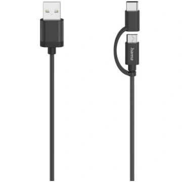 Hama 00200616 Micro-USB Cable, 2 in 1, incl. Adapt