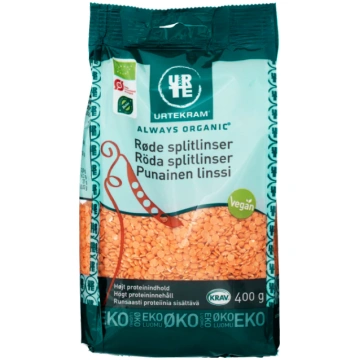 Urtekram Food BIO sarkanās lēcas, 400g