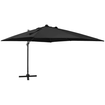 Saulessargs ar kātu un led gaismām, 300 cm, melns