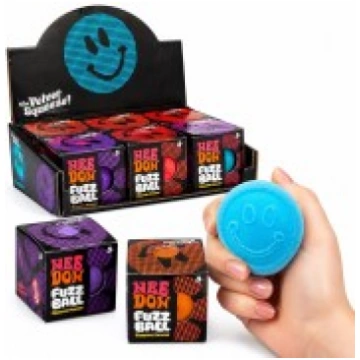Fuzz Ball Smiley Stress Ball – Assorted Colors - A