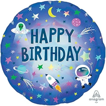 Folijas balons "Kosmoss Happy BDay" , 45 cm