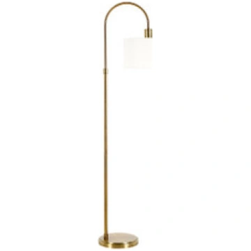 70" Brass Arched Floor Lamp With White Frosted Gla