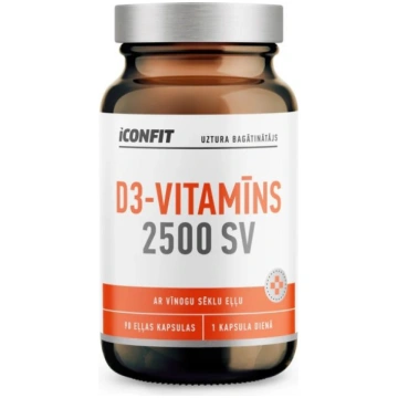 ICONFIT D vitamīns 2500 SV, Ar vīnogu sēklu eļļu, 