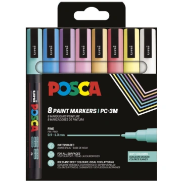 Marķieris ūdens bāzes UNI Posca PC-3M 8 krāsas kar