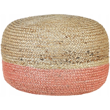 Beliani Puf Z Juty 50 X 40 Cm Rozā Duki