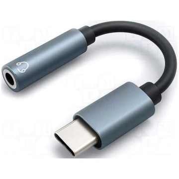 Cable | Jack 3.5mm socket,USB C plug | 0.1m | blac