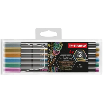 Stabilo Pen 68 Metāla flomasteri, 6 krāsas