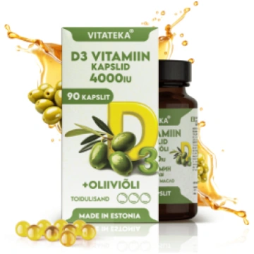 D3 vitamīns 4000 IU ar olīveļļu, 90 kapsulas - VIT