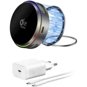 Bezvadu lādētājs 4smarts 25W Qi2 25 MagSafe RGB pe