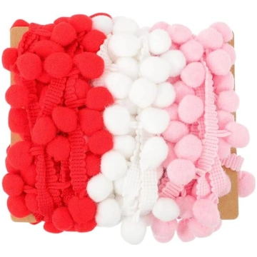 Pomponbesatz Fransenband mit Ball Elastischer Spit