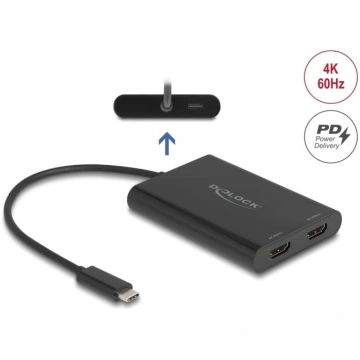 Delock Adapter USB Type-C™ to 2 x HDMI 4K 60 Hz wi