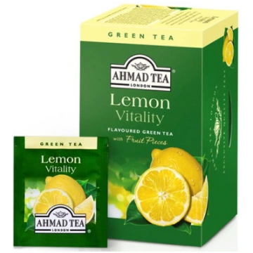 Zaļā tēja AHMAD GREEN LEMON, 20 maisiņi paciņā