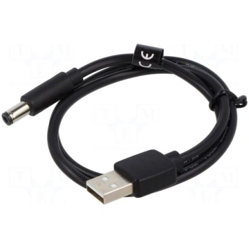 Cable | USB A plug,DC 5,5/2,5 plug | black | 0.5m 
