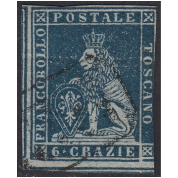 PV1668 - 1851 - Leone di Marzocco, 6 crazie indaco