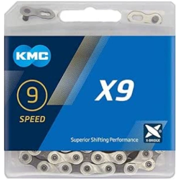 KMC Unisex X9 9 ātrumu ķēde, sudraba/pelēka, 122 s