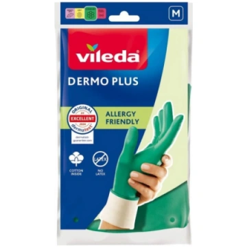 Vileda Dermo Plus ‘M’ Gloves Green Cotton, Nitrile
