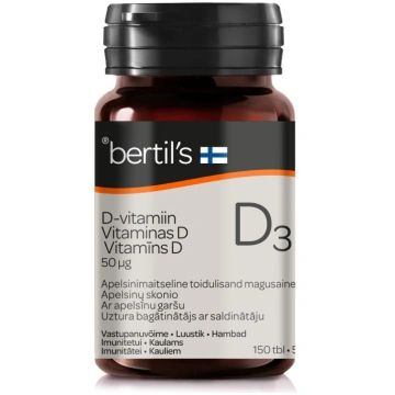 BERTIL"S VITAMIN D3 50 MCG, 150 košļājamās tablete