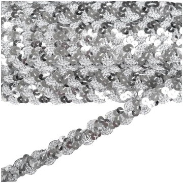 11 m Cinkota lenta Glitter Border 1,5 cm plata ela