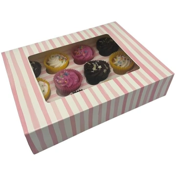 Cupcake kastes ar 12 caurumiem Balts un rozā noņem