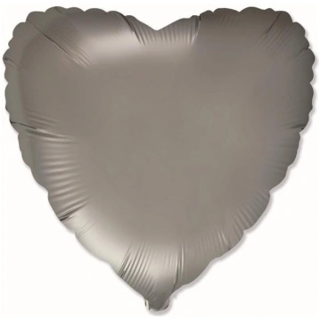 Folijas balons "Sirds" satīna pelēks 45 cm