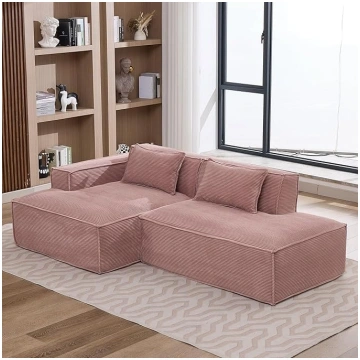 Modular Boneless Couch with Two Cushions, Sofa L S