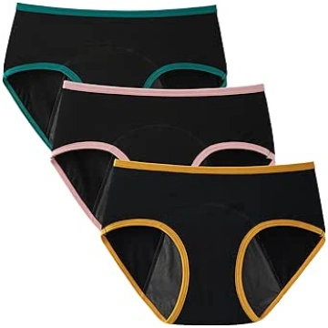 INNERSY Teenage Girls Period Underwear Cotton Blac