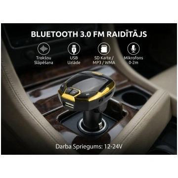 Fm transmiteris modulators ar bluetooth, handsfree