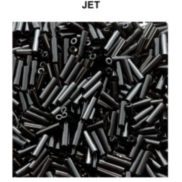 Miyuki sēklu pērlītes Bugle 6mm Jet (~700 gab)