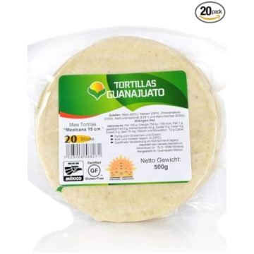 White Mexicana Guanajuato kukurūzas tortiljas bez 
