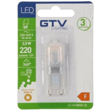 LED lamp | G9 | white warm | 230VAC | 220lm | 2.5W