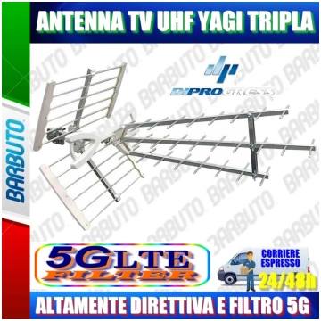 ANTENNA PER TV DIGITALE TERRESTRE UHF YAGI TRIPLA 