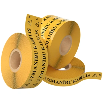 Brīdinājuma lenta "Uzmanību kabelis" 120mm dzelten