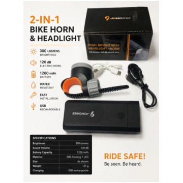 iLike JOHORSE Bike Headlight & Electric Horn – 300