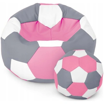 Sēžammaiss ar pufu Ball XXXL (80 cm), rozā/balts/p