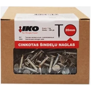 IKO cinkotas šindeļu naglas, 1kg, 20mm, iepak