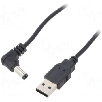 Cable | USB A plug,DC 5,5/2,1 plug | black | 1m |