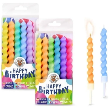 Birthday Fun - spiral candles, set of 6, 2 assorte