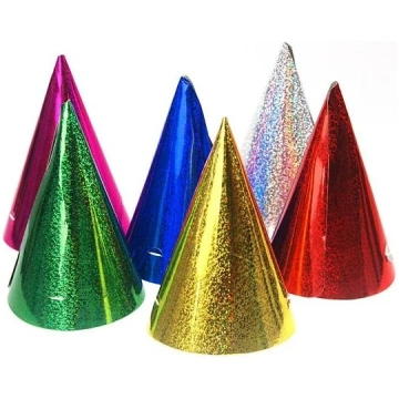Hologrāfiskas svētku cepures 10 cm (1 iepakojums /