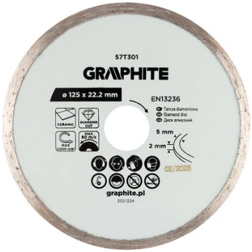 Dimanta griešanas disks 125mm, mitrai griešanai, t