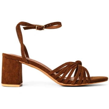 Where’s Knotted Block Heel Sandal With Ankle Strap